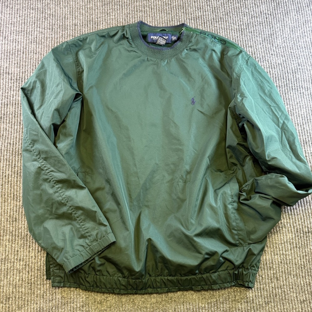Polo Golf Ralph Lauren Mens Small Green Windbreaker Pullover Mesh Lined